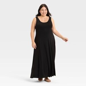 Ava & Viv Seamed Sleeveless Elegant Black Maxi Dress Plus Size 2X | NWT